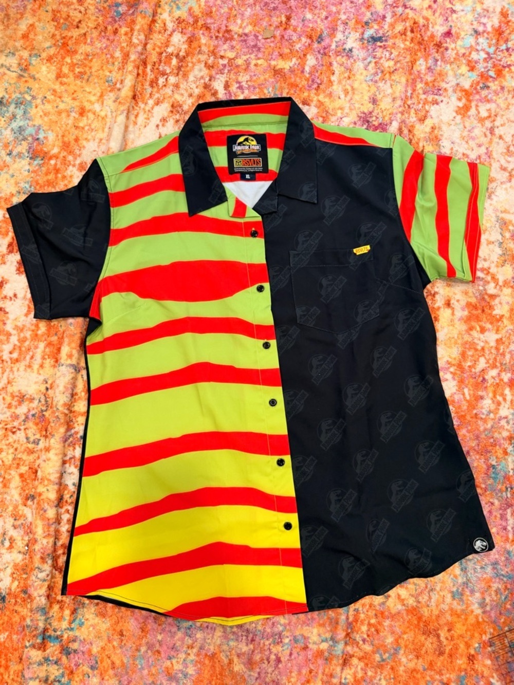 RSVLTS Jurassic Park 30th Anniversary Button Up Shirt XL Striped Dino
